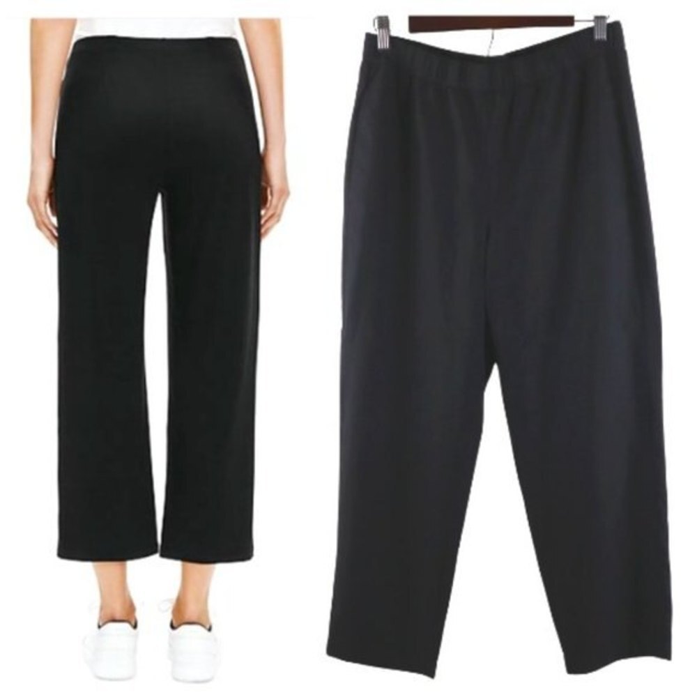 Eileen Fisher Women Size XS Black Tencel Pullon Ankle Trouser Pant Pocket